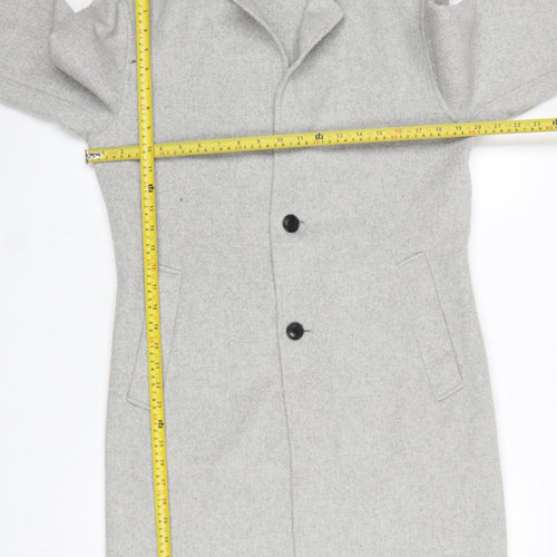 Zara Man Men's Grey Wool Blend Mid-Length Overcoat Size S