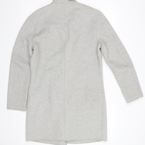 Zara Man Men's Grey Wool Blend Mid-Length Overcoat Size S