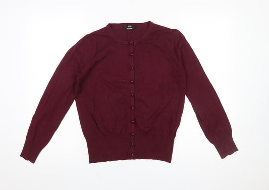 Marks and Spencer Women Red Long Sleeve Crew Neck Cardigan Size 14