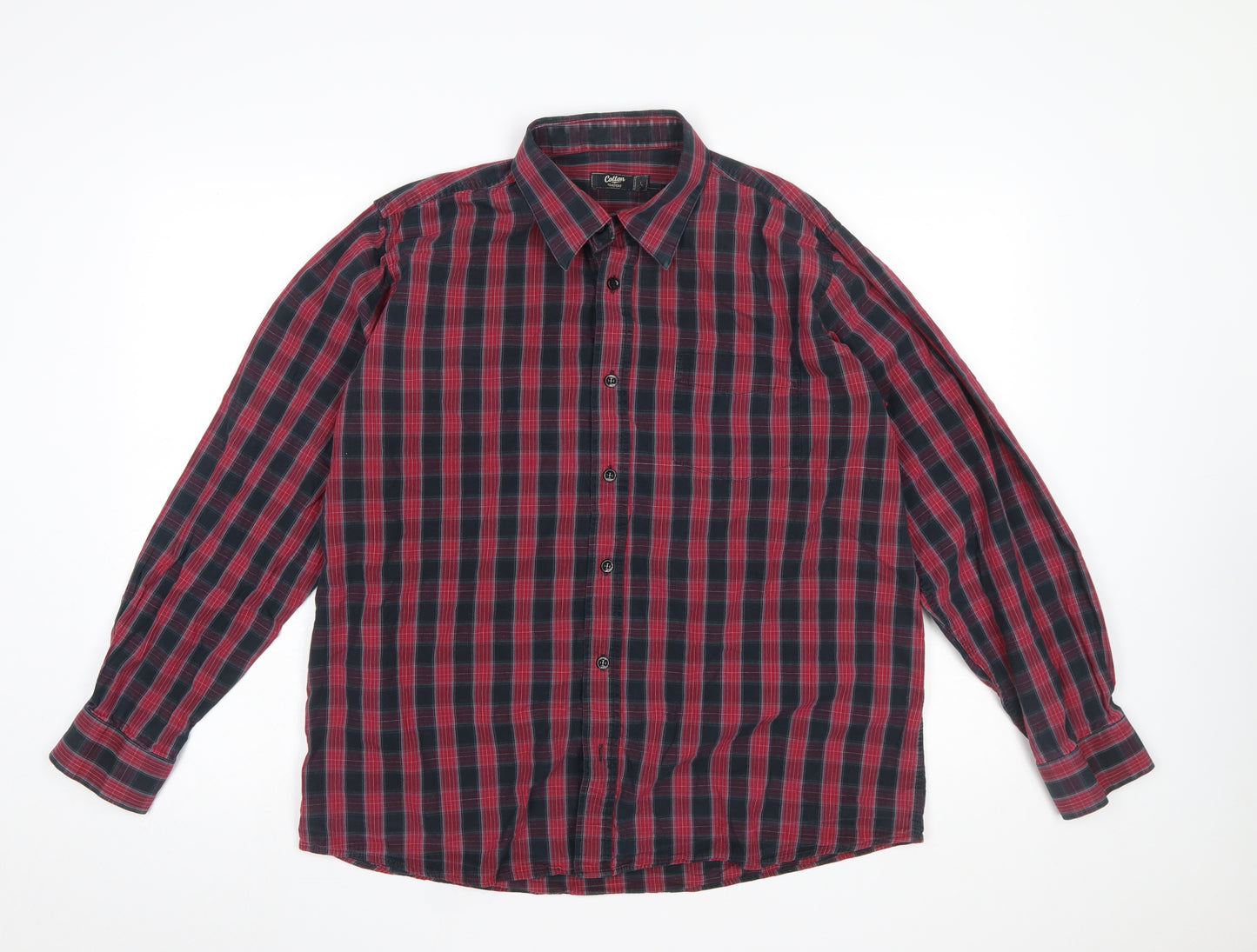 Cotton Traders Men's Red Check Long Sleeve Casual Shirt Size L