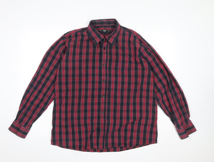 Cotton Traders Men's Red Check Long Sleeve Casual Shirt Size L