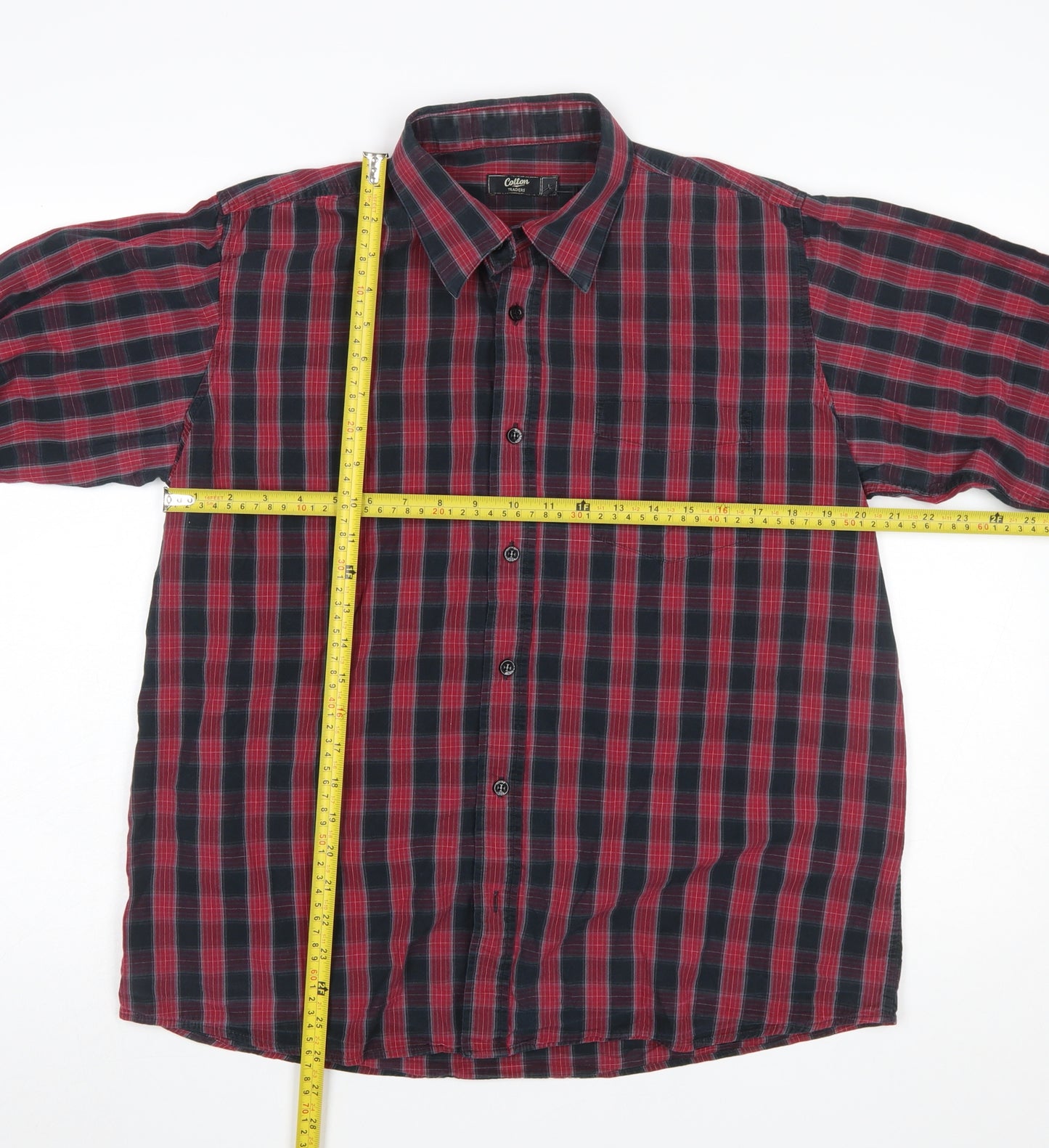 Cotton Traders Men's Red Check Long Sleeve Casual Shirt Size L