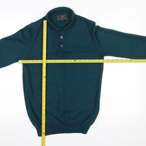 Marks and Spencer Men’s Green Merino Blend Henley Jumper Small