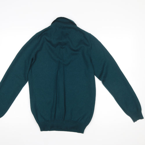 Marks and Spencer Men’s Green Merino Blend Henley Jumper Small