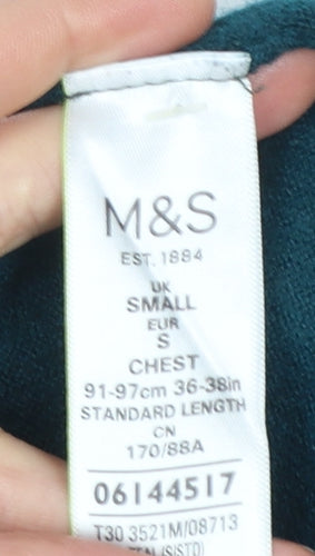 Marks and Spencer Men’s Green Merino Blend Henley Jumper Small