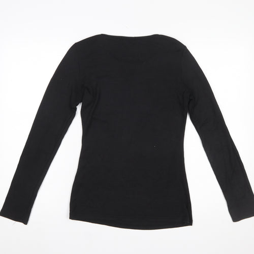 Quiz Women’s Black Leopard Print Beaded Long Sleeve Top Size S