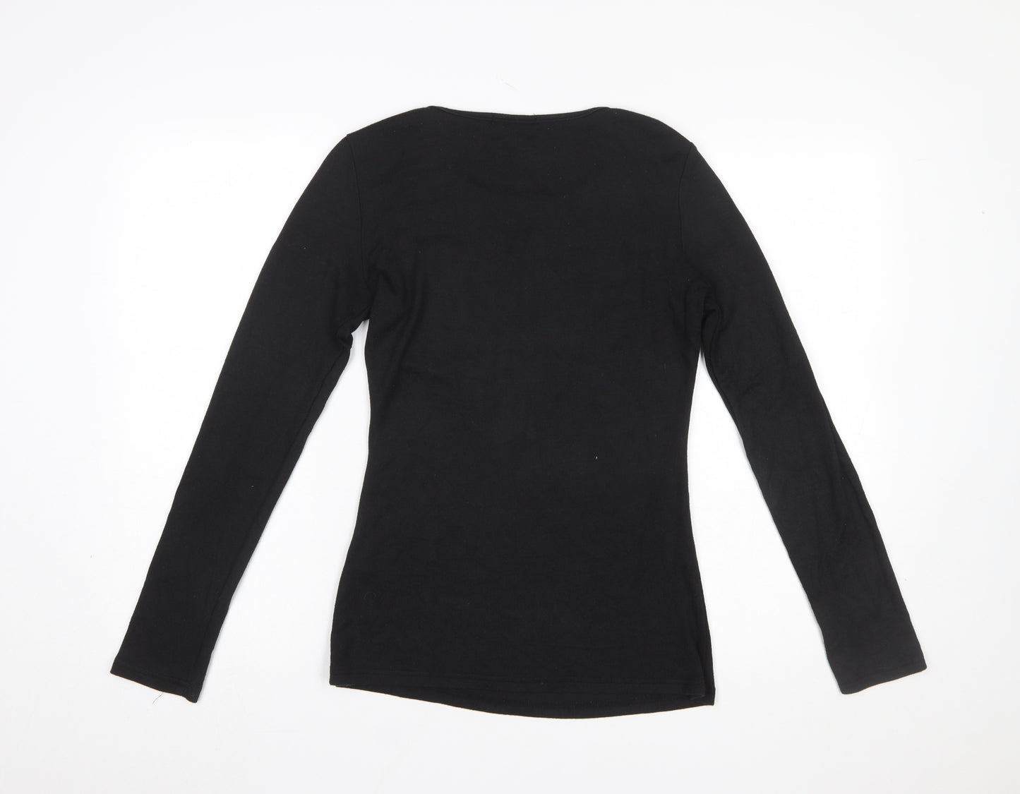Quiz Women’s Black Leopard Print Beaded Long Sleeve Top Size S