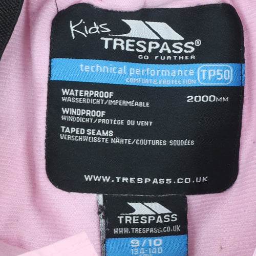 Trespass Girls Pink Snow Pants 9-10 Years Waterproof Windproof TP50