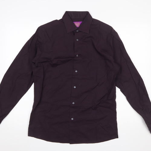 Next Men's Purple Slim Fit Long Sleeve Cotton Shirt 15.5in