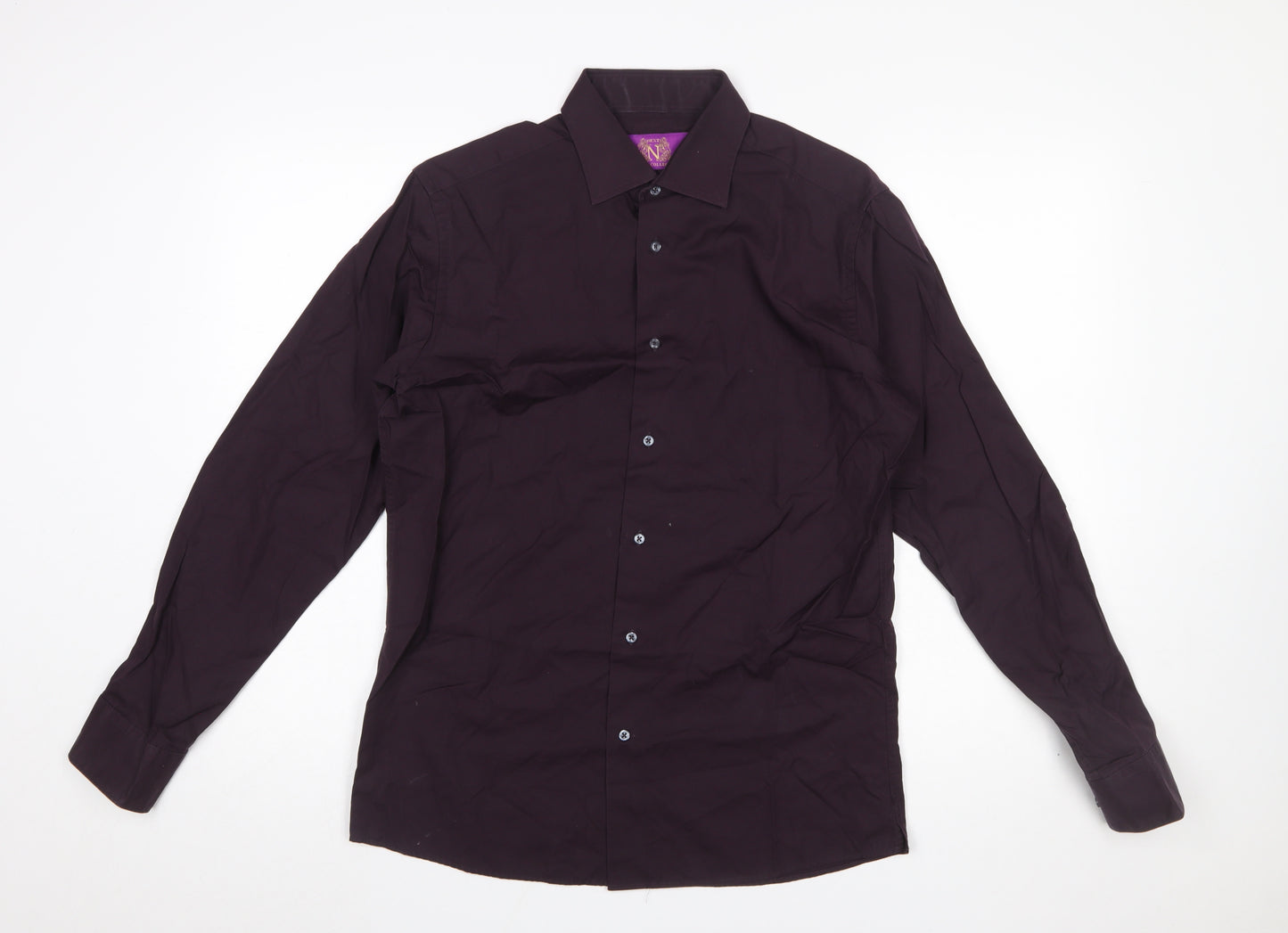 Next Men's Purple Slim Fit Long Sleeve Cotton Shirt 15.5in