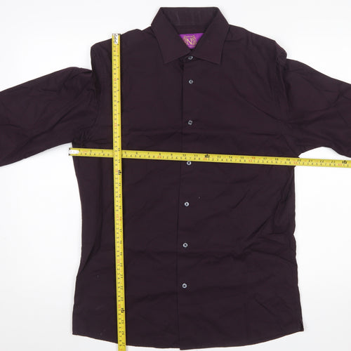 Next Men's Purple Slim Fit Long Sleeve Cotton Shirt 15.5in