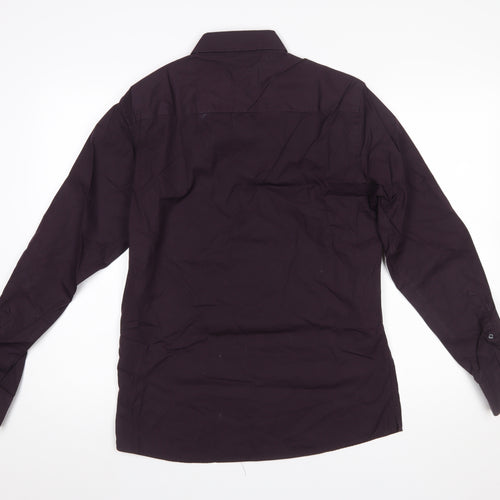 Next Men's Purple Slim Fit Long Sleeve Cotton Shirt 15.5in