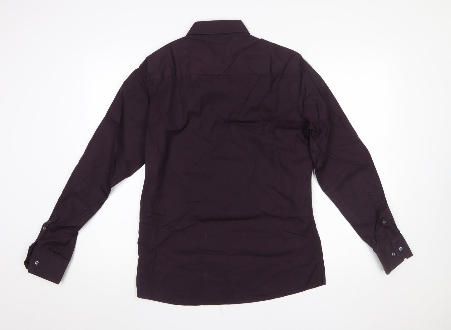 Next Men's Purple Slim Fit Long Sleeve Cotton Shirt 15.5in