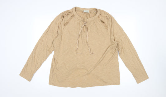 Wrap London Women's Beige Cotton Modal Tunic Blouse UK 14