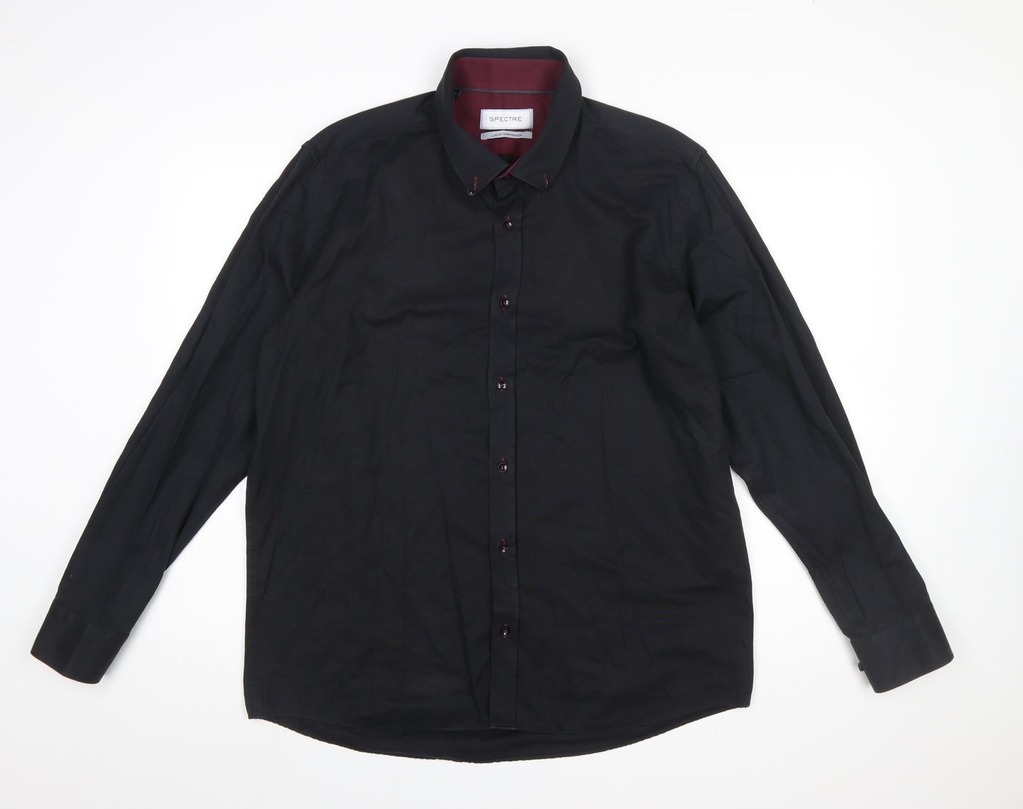 Spectre Men's Black Button-Down Long Sleeve Cotton Shirt 2XL