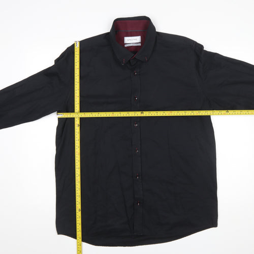 Spectre Men's Black Button-Down Long Sleeve Cotton Shirt 2XL