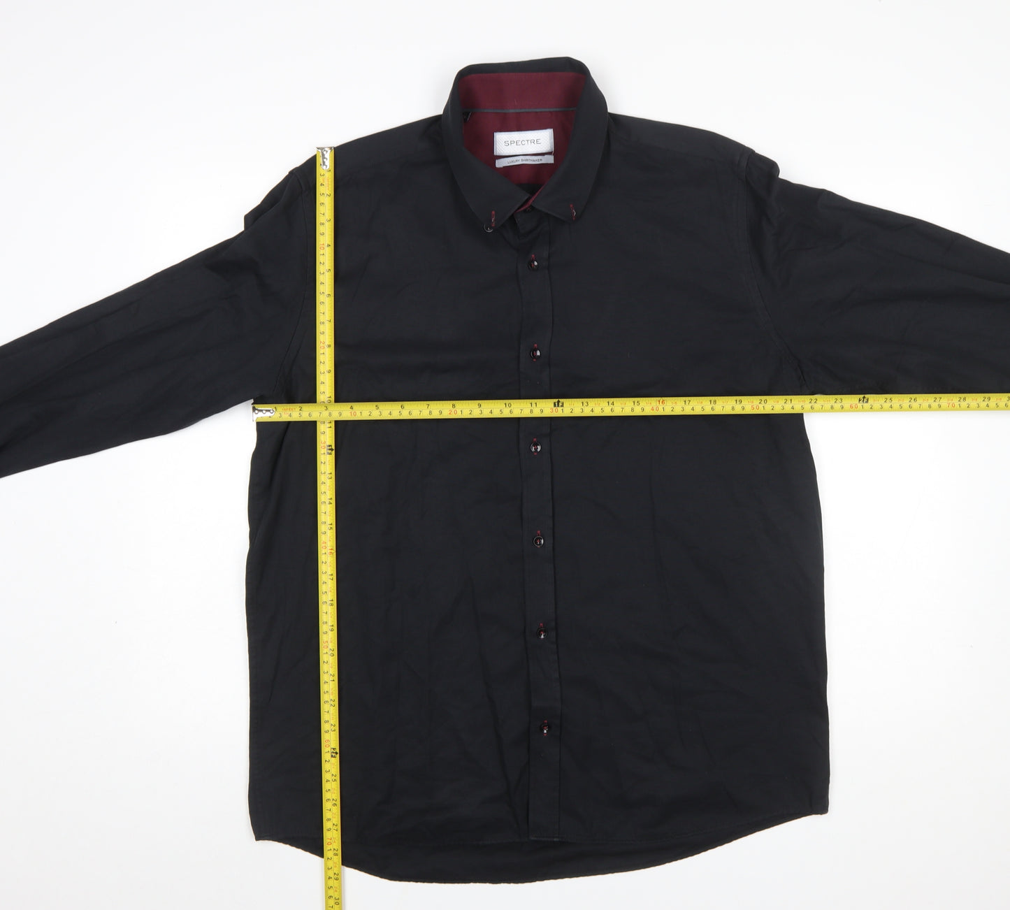 Spectre Men's Black Button-Down Long Sleeve Cotton Shirt 2XL