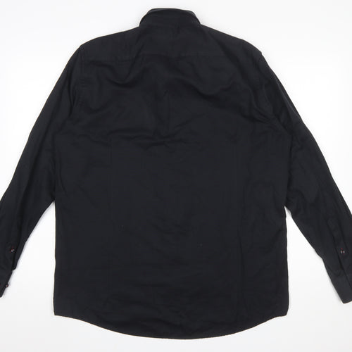 Spectre Men's Black Button-Down Long Sleeve Cotton Shirt 2XL