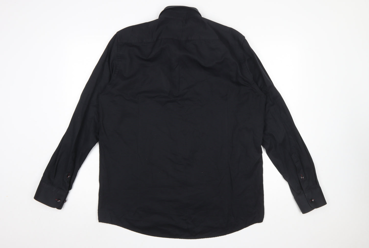 Spectre Men's Black Button-Down Long Sleeve Cotton Shirt 2XL