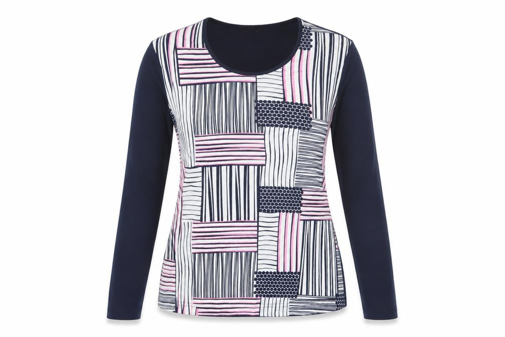 Eugen Klein Women’s Multicoloured Long Sleeve Jersey T-Shirt Size 10