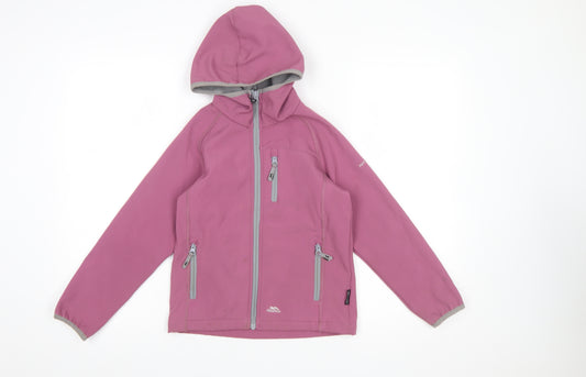 Trespass Girls Pink Hooded Softshell Jacket 7-8 Years Water Resistant