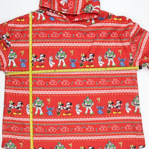 Disney Women Red Fleece Hooded Robe One Size Graphic Print Nightwear
