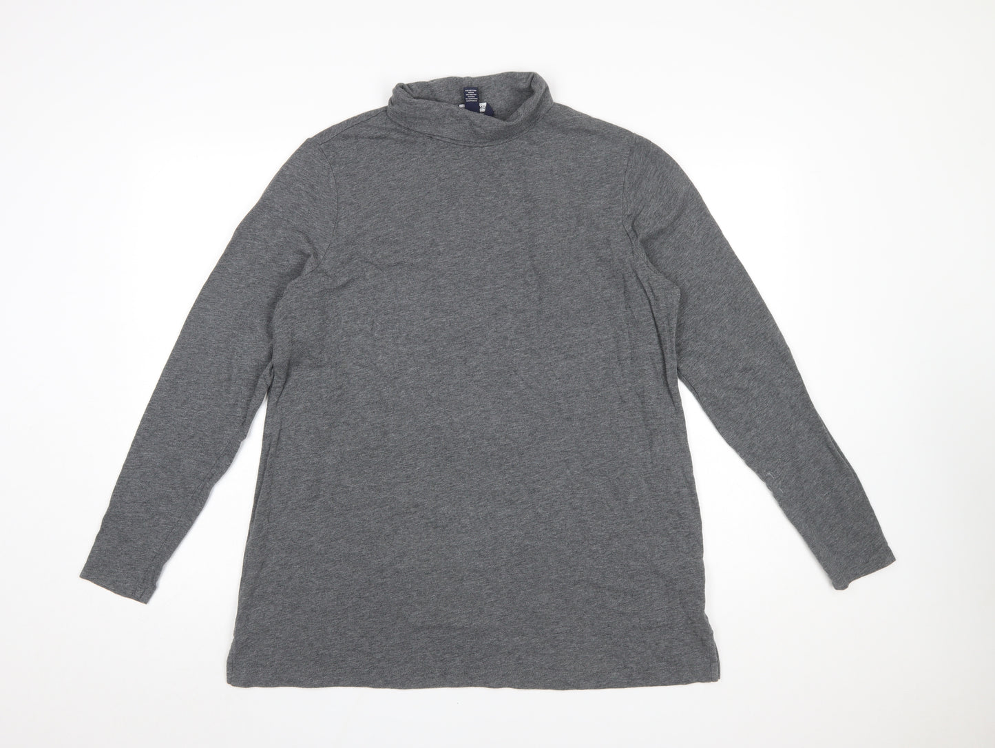 Lands' End Womens Grey Long Sleeve Roll Neck Jersey Top L