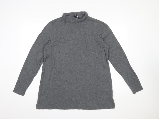 Lands' End Womens Grey Long Sleeve Roll Neck Jersey Top L