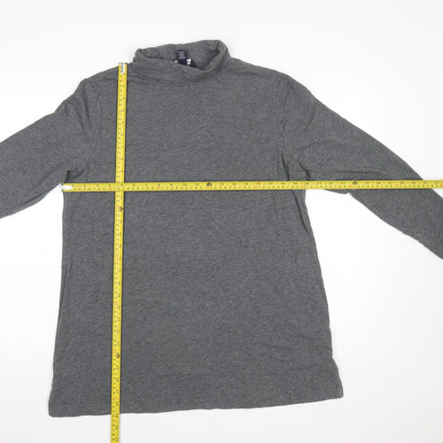 Lands' End Womens Grey Long Sleeve Roll Neck Jersey Top L
