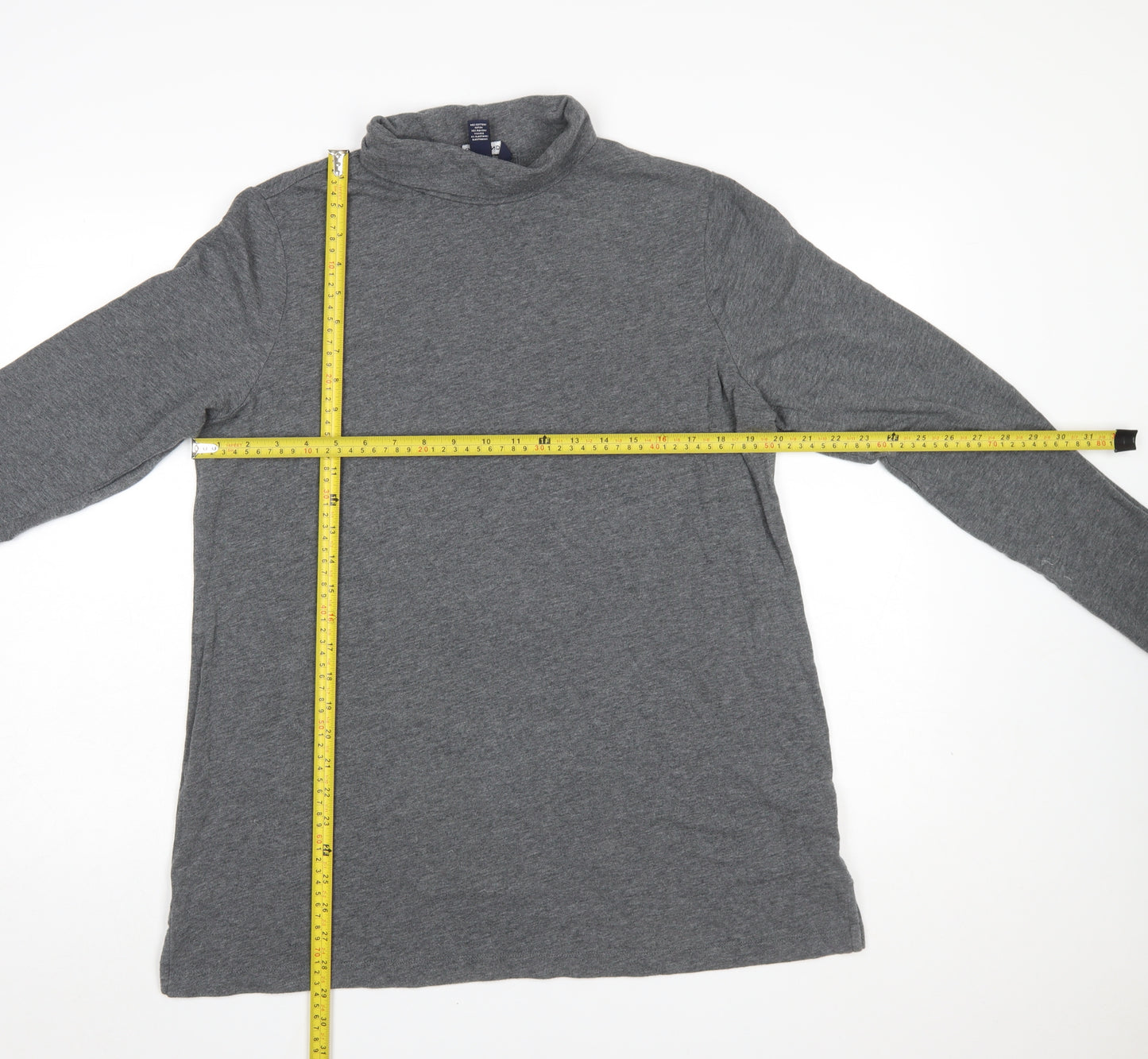 Lands' End Womens Grey Long Sleeve Roll Neck Jersey Top L