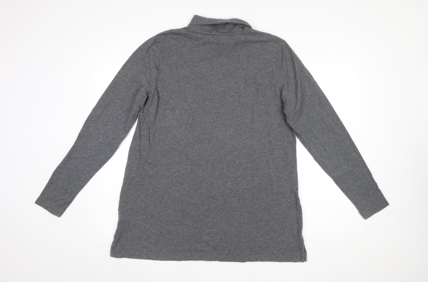 Lands' End Womens Grey Long Sleeve Roll Neck Jersey Top L
