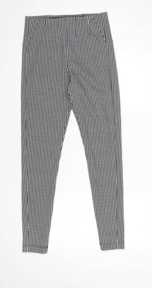 Marks and Spencer Women Black Houndstooth Stretch Leggings Size 10 Long