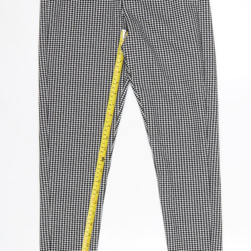 Marks and Spencer Women Black Houndstooth Stretch Leggings Size 10 Long