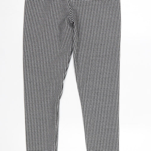Marks and Spencer Women Black Houndstooth Stretch Leggings Size 10 Long