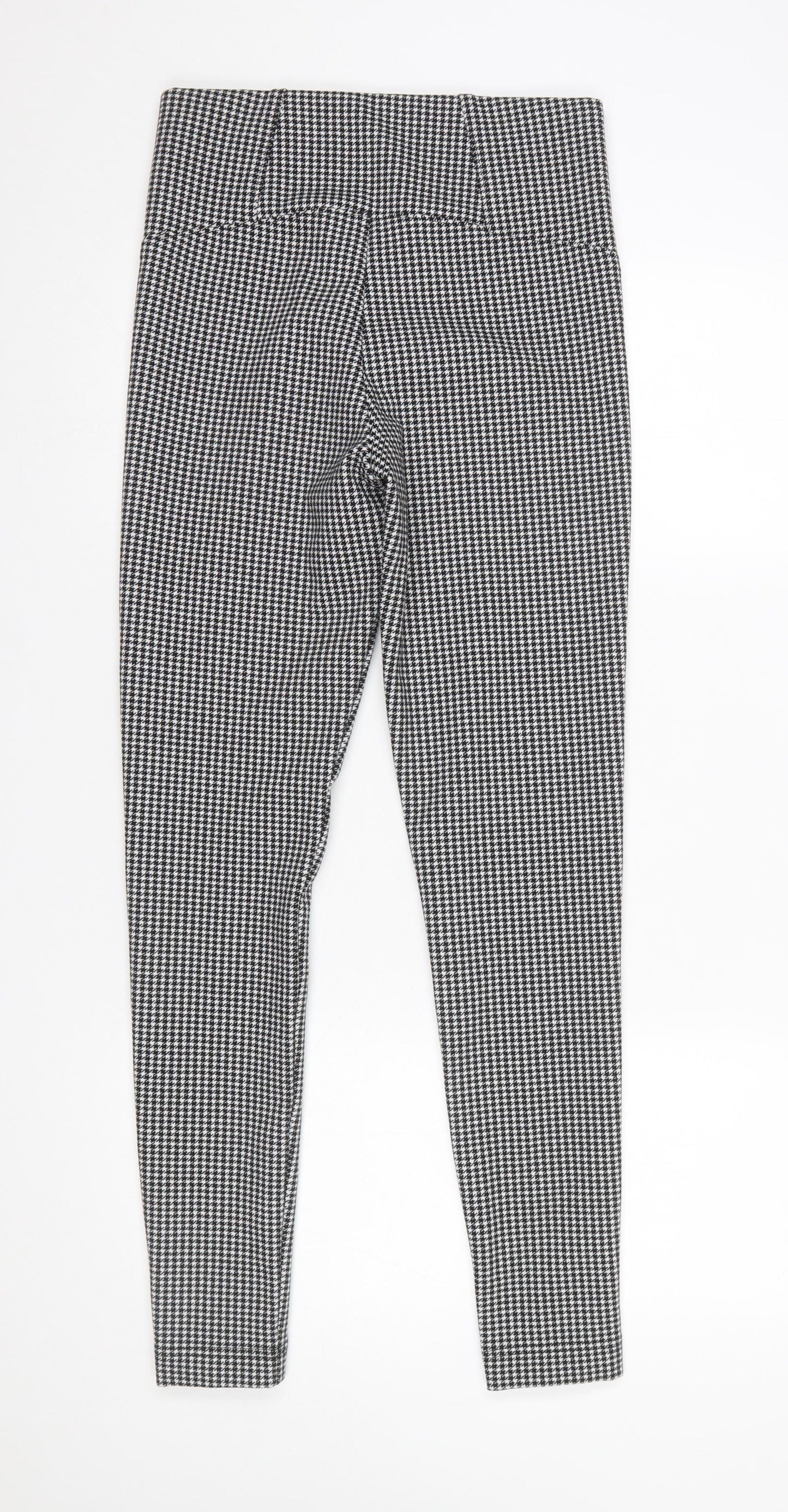 Marks and Spencer Women Black Houndstooth Stretch Leggings Size 10 Long