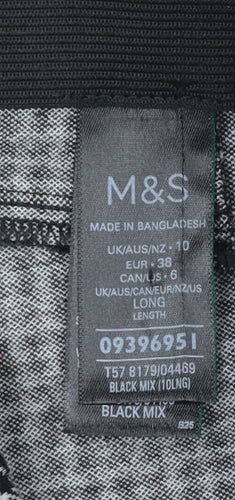 Marks and Spencer Women Black Houndstooth Stretch Leggings Size 10 Long