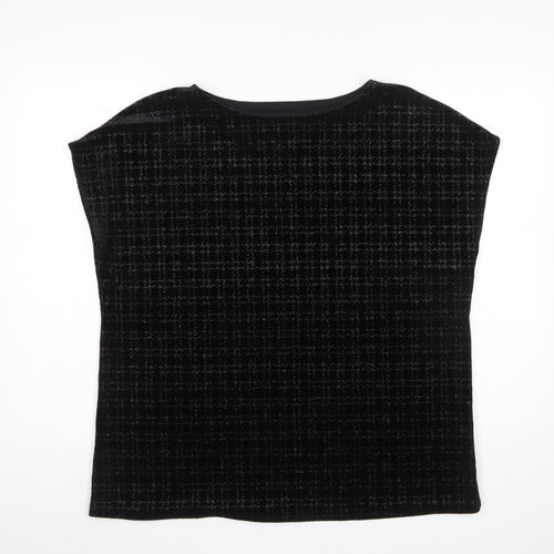 Next Womens Black Velvet Check Sleeveless Tunic Blouse Size 18