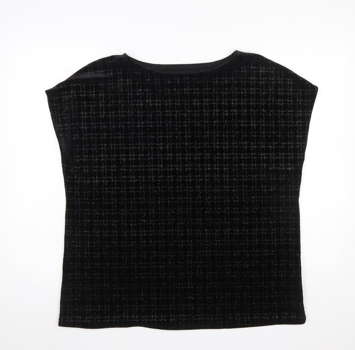 Next Womens Black Velvet Check Sleeveless Tunic Blouse Size 18