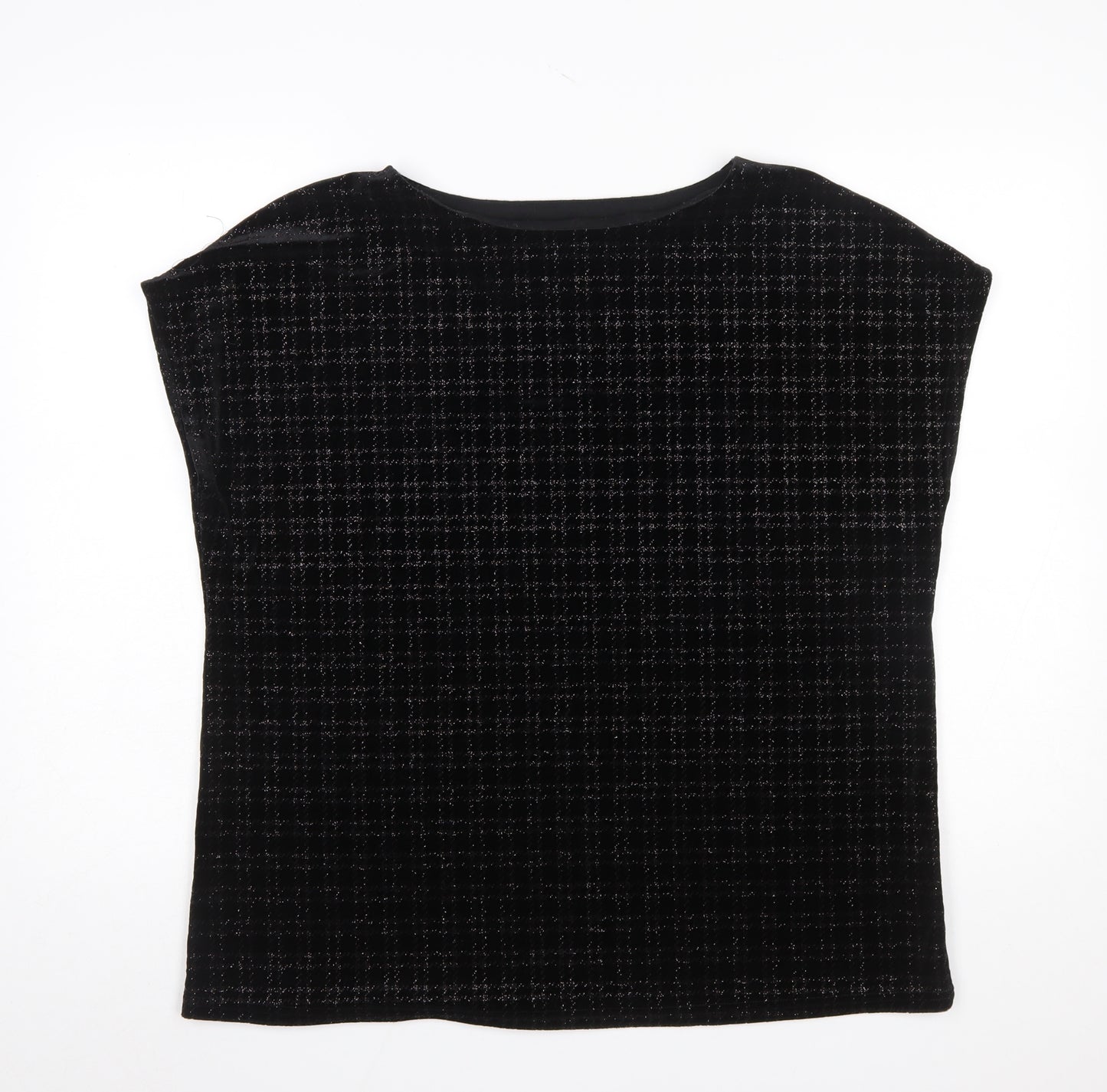 Next Womens Black Velvet Check Sleeveless Tunic Blouse Size 18