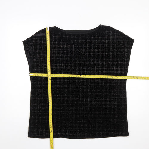 Next Womens Black Velvet Check Sleeveless Tunic Blouse Size 18