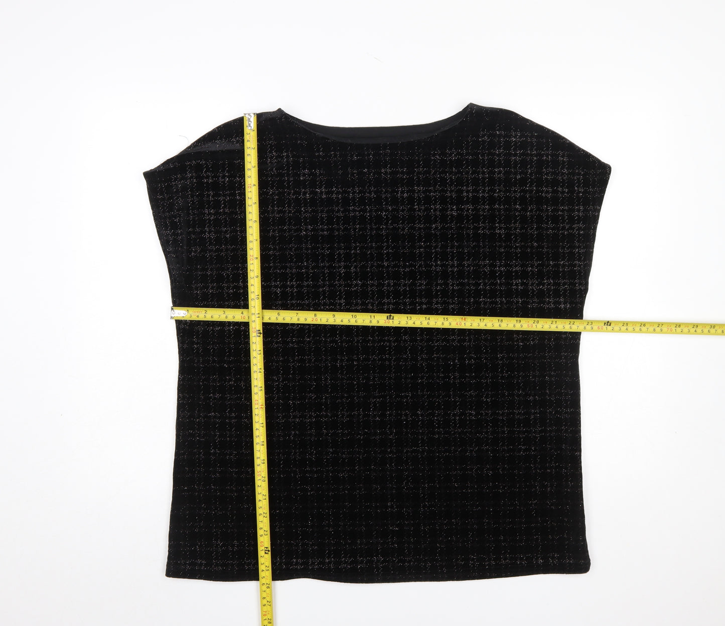 Next Womens Black Velvet Check Sleeveless Tunic Blouse Size 18