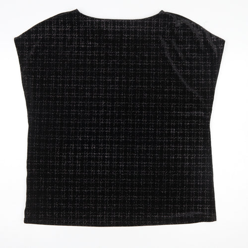 Next Womens Black Velvet Check Sleeveless Tunic Blouse Size 18
