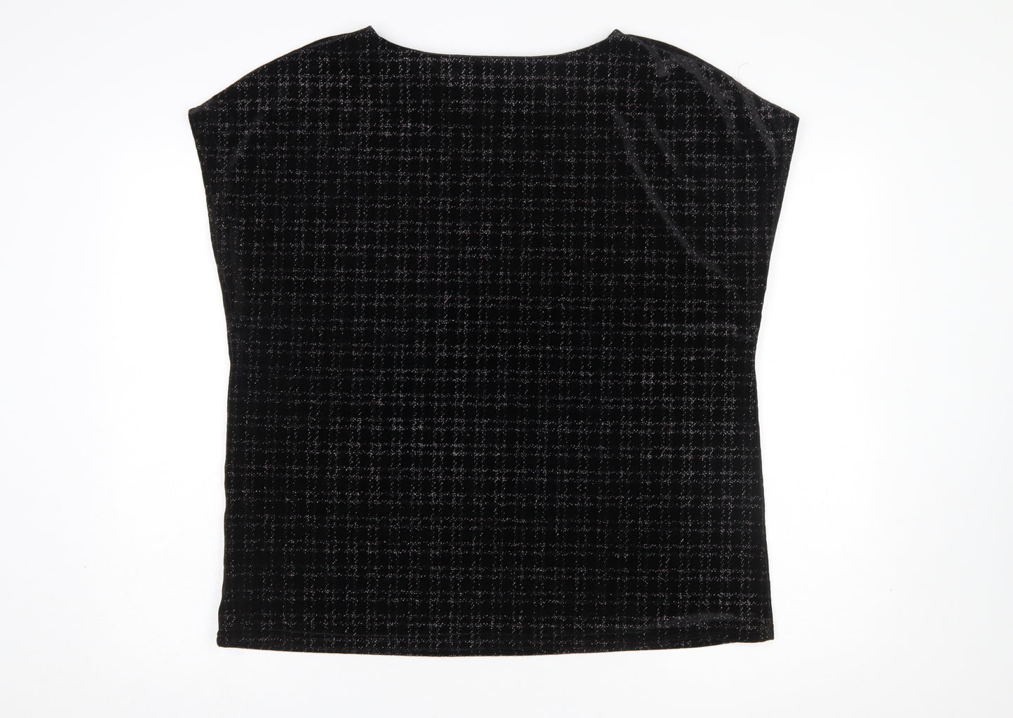 Next Womens Black Velvet Check Sleeveless Tunic Blouse Size 18
