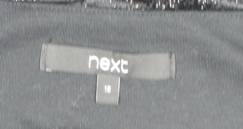 Next Womens Black Velvet Check Sleeveless Tunic Blouse Size 18