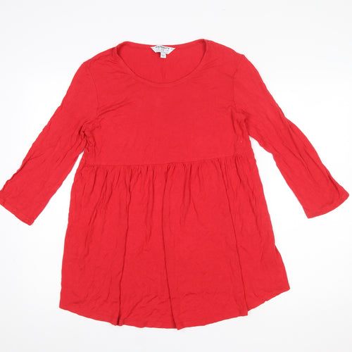 Dorothy Perkins Maternity Red Tunic Blouse UK 10 3/4 Sleeve Viscose