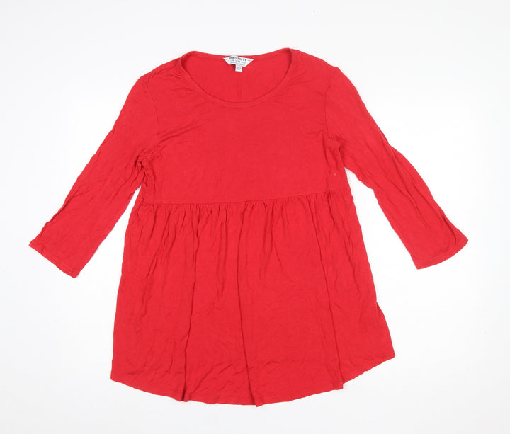Dorothy Perkins Maternity Red Tunic Blouse UK 10 3/4 Sleeve Viscose