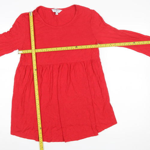 Dorothy Perkins Maternity Red Tunic Blouse UK 10 3/4 Sleeve Viscose