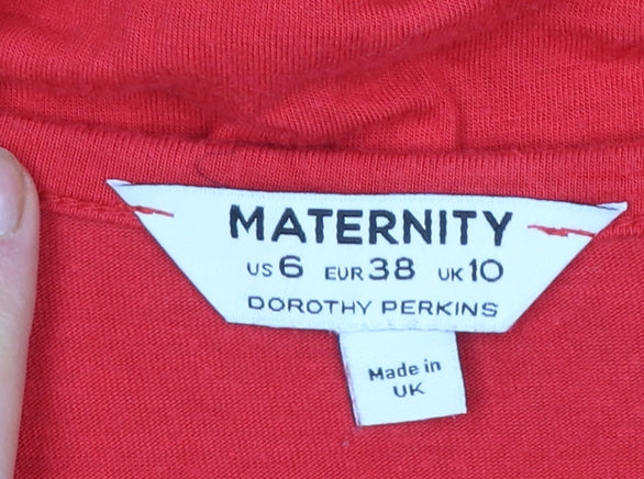 Dorothy Perkins Maternity Red Tunic Blouse UK 10 3/4 Sleeve Viscose