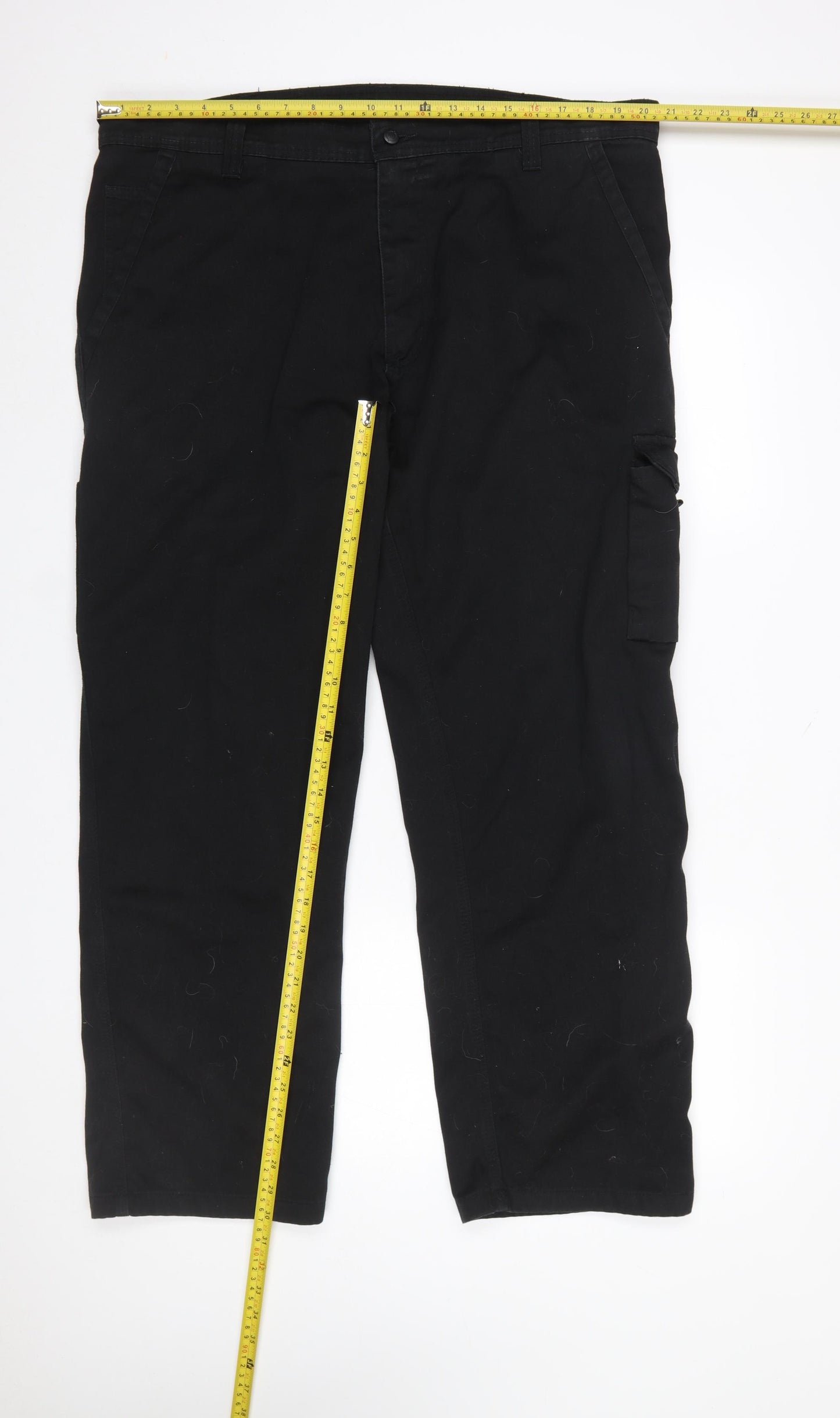 ORN Mens Black Cargo Workwear Trousers Size 42R Polyester Cotton