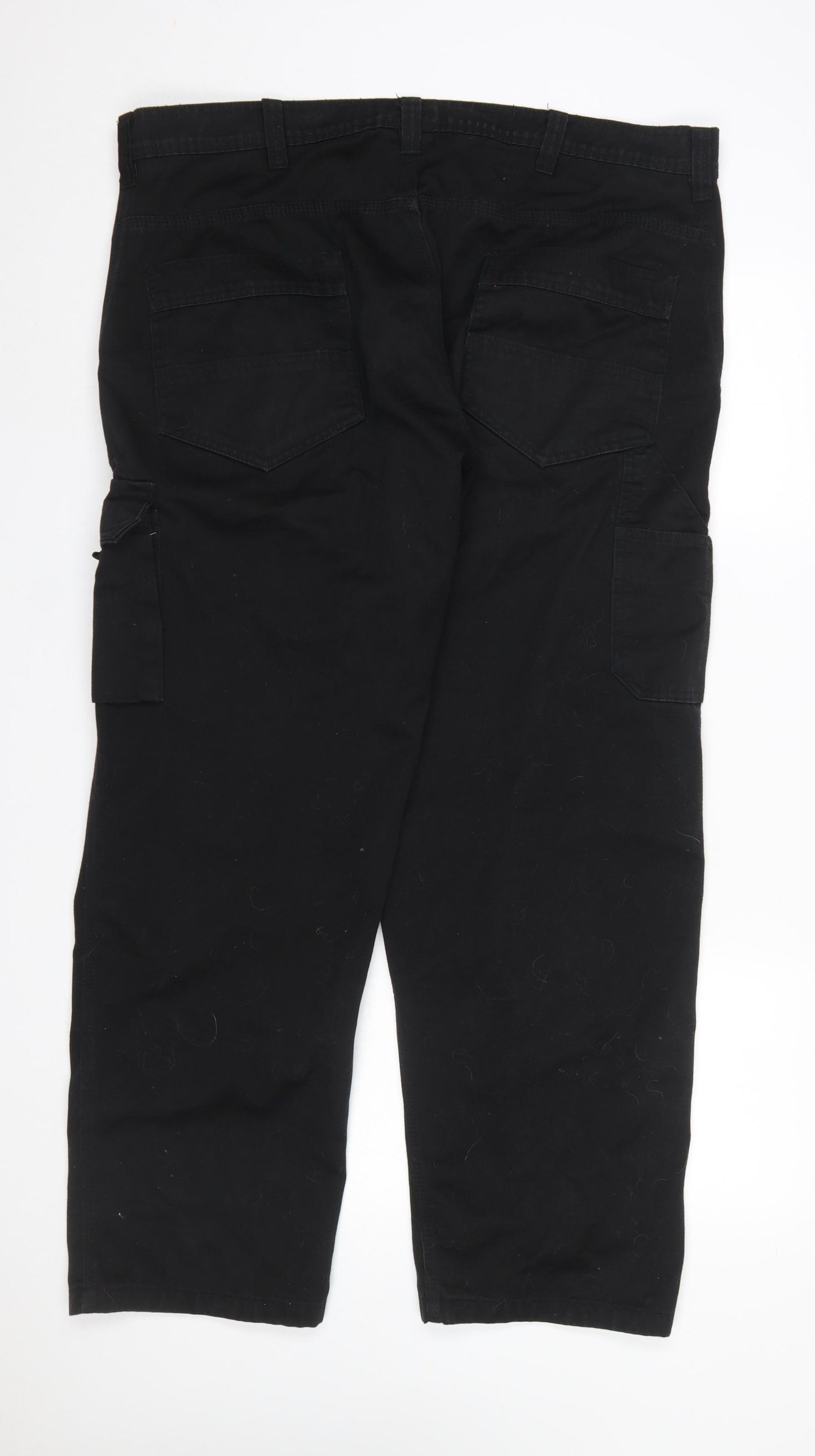 ORN Mens Black Cargo Workwear Trousers Size 42R Polyester Cotton